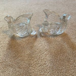 Avon Dove in Flight Bird Shaped Clear Glass Votive Candle Holder Vintage